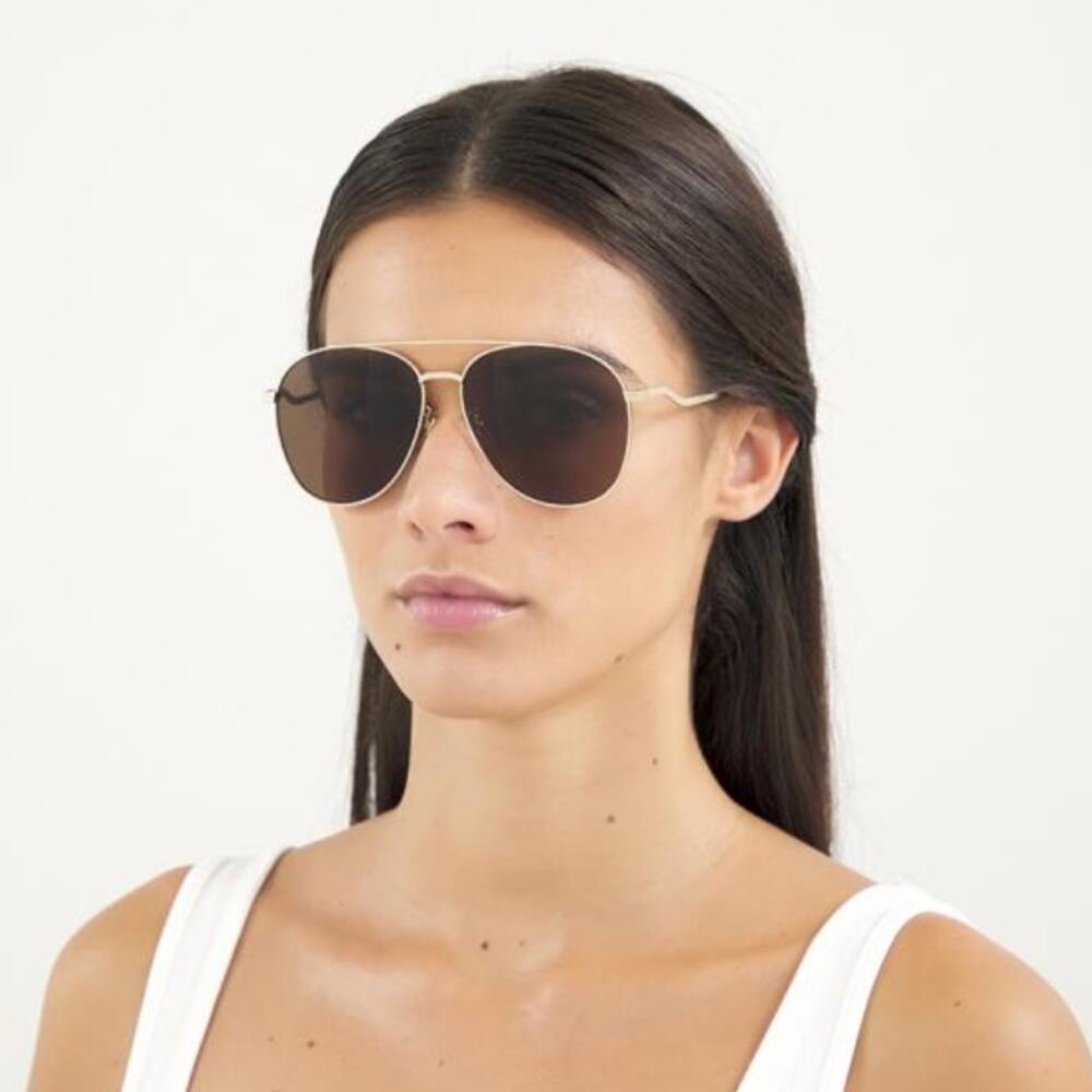 Gucci GG0969S 002 Aviator Sunglasses NEW 59mm Shiny Endura Gold Brown Lens - Picture 8 of 8